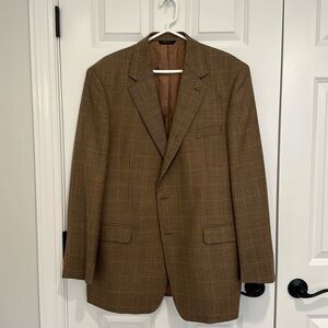 Brooks Brothers Mens Tan/Blue Houndstooth Wool Single Vent Sport Coat Sz 44L
